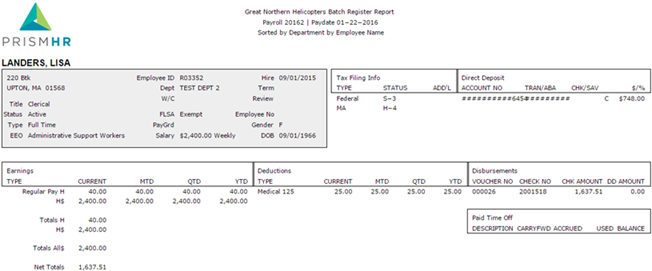 Batch Register Report