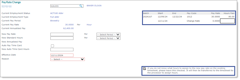 Making a Pay Rate Change for an Employee