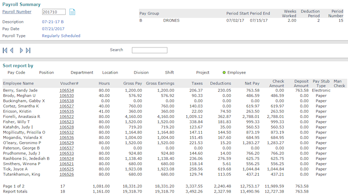 Listing Payments in a Payroll